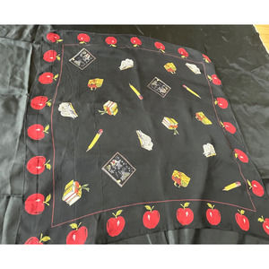 Talbots Black and Red Apple Print Scarf
